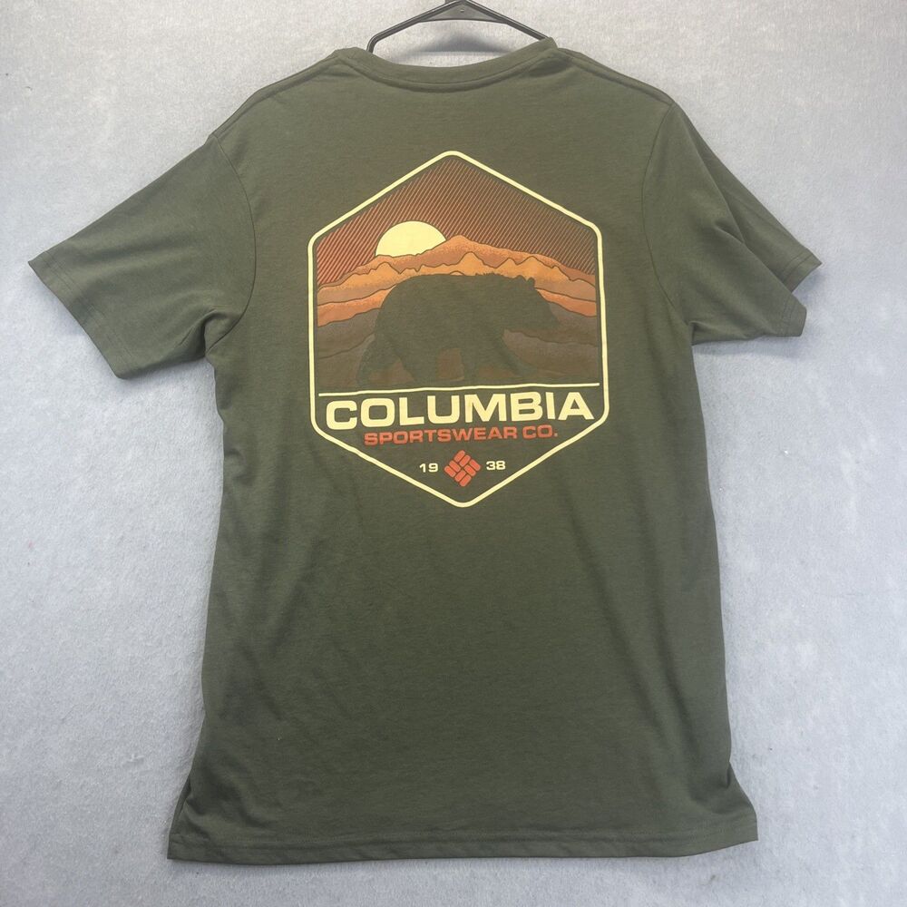Columbia Mens Sportswear Short Sleeve TShirt Olive Green Size Medium Outdoors